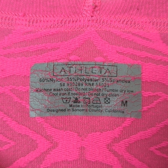 Athleta Paisley Jacquard Knit Form Fitting Quarter Zip Hooded Top Hot Pink M - Picture 4 of 11